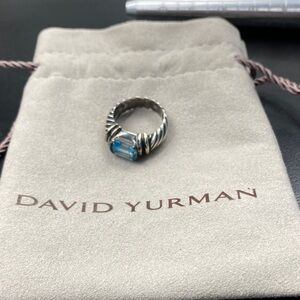 David Yurman Silver Ring with Aquamarine Stone